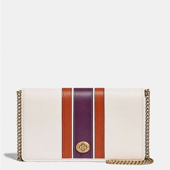 Coach Callie Foldover Chain Clutch With Varsity StripeNew with cards - Picture 1 of 16